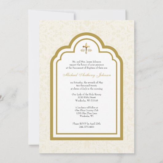 Katholische Taufe Bloral Mary und Jesus Einladung (Vorderseite)