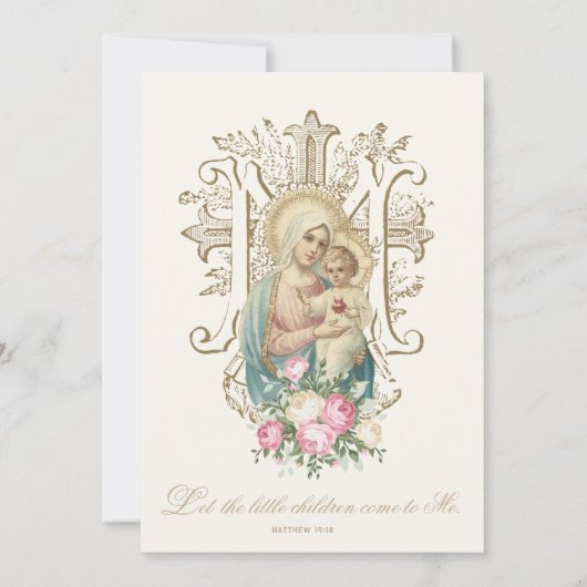 Katholische Taufe Bloral Mary und Jesus Einladung (Rückseite)