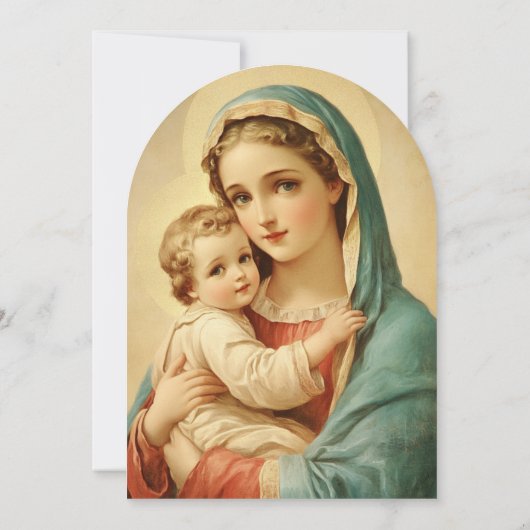 Katholische Taufe Bloral Mary und Jesus Einladung (Rückseite)