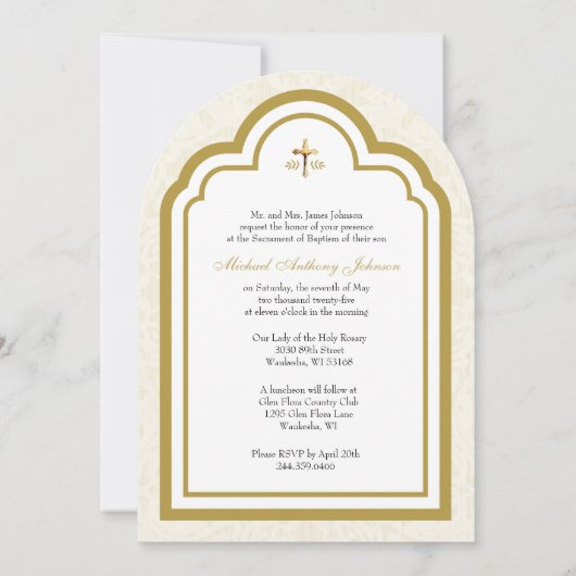 Katholische Taufe Bloral Mary und Jesus Einladung (Vorderseite)