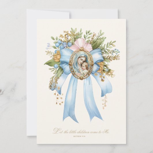 Katholische Taufe Bloral Mary und Jesus Einladung (Rückseite)