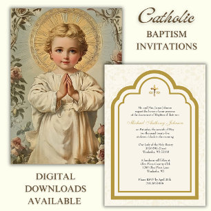 Katholische Taufe Blumen Jesus Gebetsfest Einladung