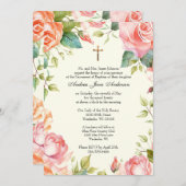 Katholische Taufe Christening Child Jesus Bloral Einladung (Vorne/Hinten)