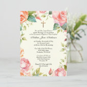 Katholische Taufe Christening Child Jesus Bloral Einladung (Stehend Vorderseite)