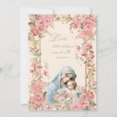 Katholische Taufe Christening floral gesegnete Mut Einladung (Rückseite)