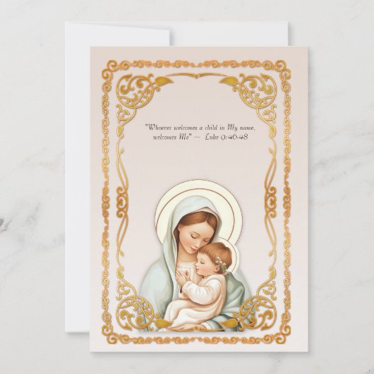 Katholische Taufe Christening gesegnete Mutter Jes Einladung (Vorderseite)