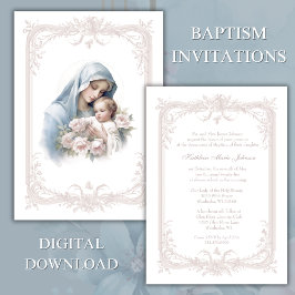 Katholische Taufe Christening gesegnete Mutter Jes Einladung