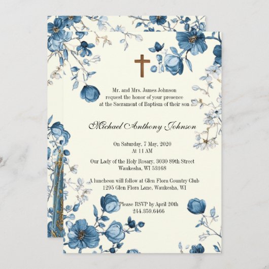 Katholische Taufe Christening gesegnete Mutter Jes Einladung (Vorne/Hinten)