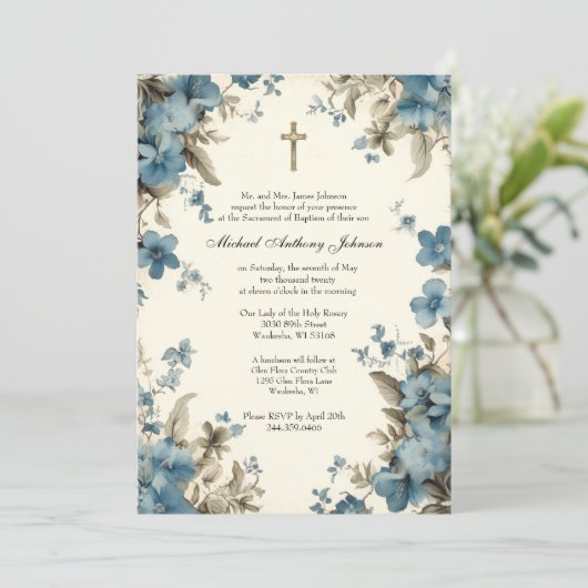 Katholische Taufe Christening gesegnete Mutter Jes Einladung (Stehend Vorderseite)