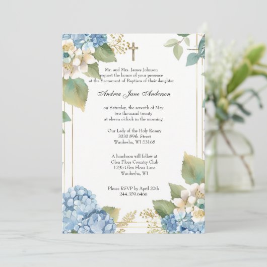 Katholische Taufe Christening gesegnete Mutter Jes Einladung (Stehend Vorderseite)