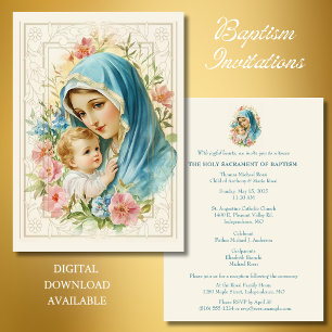 Katholische Taufe Christening Maria Jesus Einladung