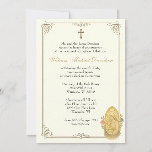 Katholische Taufe Christi und Jesus Christus Einladung (Vorderseite)