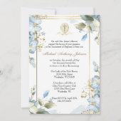 Katholische Taufe Christine Mary Jesus Blue Einladung (Vorderseite)