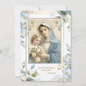 Katholische Taufe Christine Mary Jesus Blue Einladung (Rückseite)