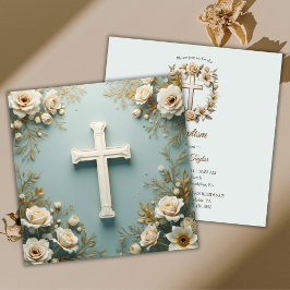 Katholische Taufe für Kreuz und Weiße Rosen Christ Einladung
