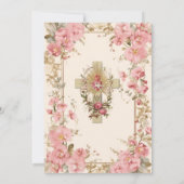 Katholische Taufe für Mädchen Christening Pink Flo Einladung (Rückseite)