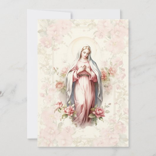 Katholische Taufe für Mädchen Christening Selige M Einladung (Rückseite)