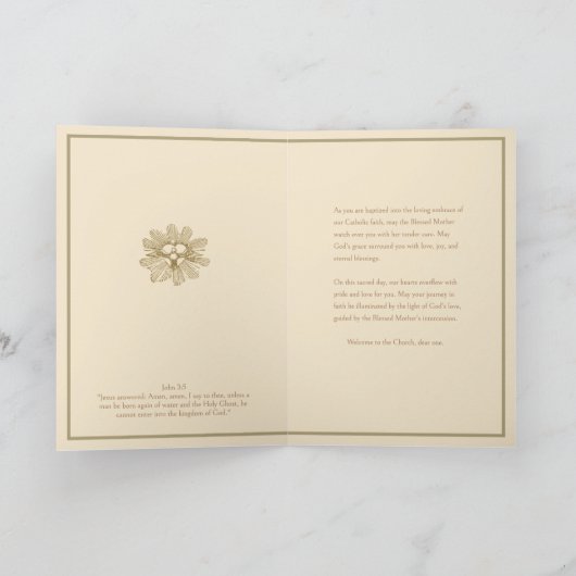 Katholische Taufe Junge oder Mädchen-Schrift Karte (Innenseite)