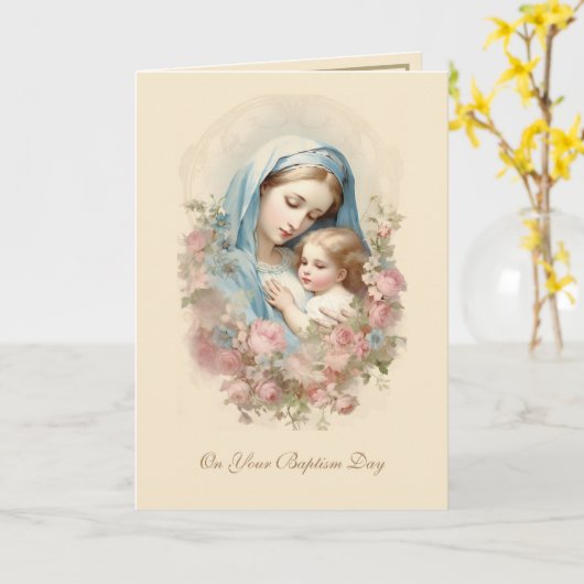 Katholische Taufe Junge oder Mädchen-Schrift Karte (Gelbe Blume)