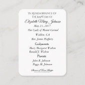 Katholische Taufkarte für Baby Visitenkarte (Rückseite)