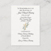 Katholische Taufkarte Visitenkarte (Rückseite)