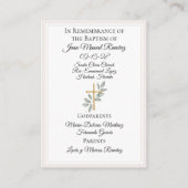 Katholische Taufkarte Visitenkarte (Rückseite)