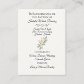 Katholische Taufkarte Visitenkarte (Rückseite)