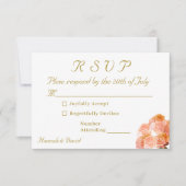 Katholische Terracotta-Rose Hochzeit RSVP Karte (Vorderseite)