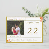 Katholische Terracotta-Rose Save the Date Karte (Stehend Vorderseite)