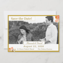 Katholische Terracotta-Rose Save the Date Karte
