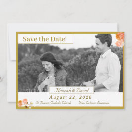 Katholische Terracotta-Rose Save the Date Karte