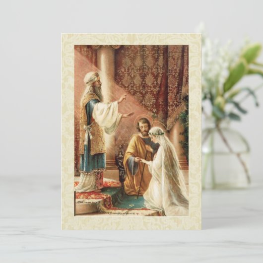 Katholische traditionelle Brauthochzeit Einladung (Stehend Vorderseite)