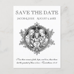 Katholische traditionelle heilige Familie SAVE THE Ankündigungspostkarte