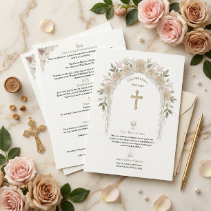Katholische traditionelle Hochzeitsdetails Kreuz Begleitkarte