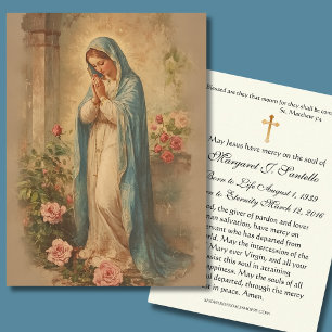 Katholische Trauer-Gedenkkarte mit betender Maria  Visitenkarte