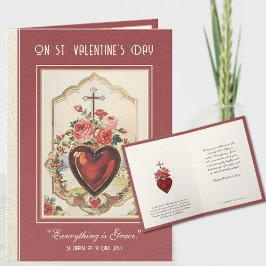 Katholische Valentine Rose St. Therese Herzkreuz Karte