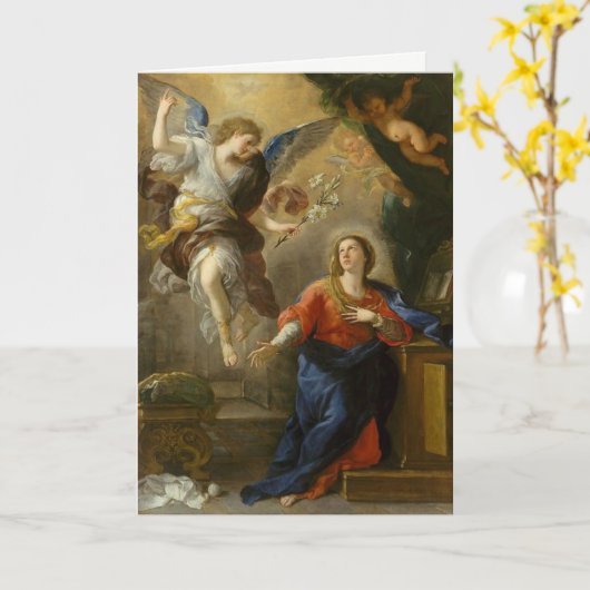 Katholische Verkündung der Jungfrau Mary Scripture Karte (Gelbe Blume)