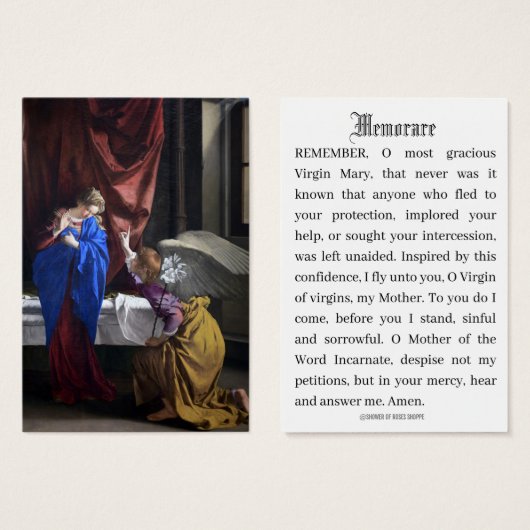 Katholische Verkündung des Gebets "Mary Memorare" (Vorne & Hinten)