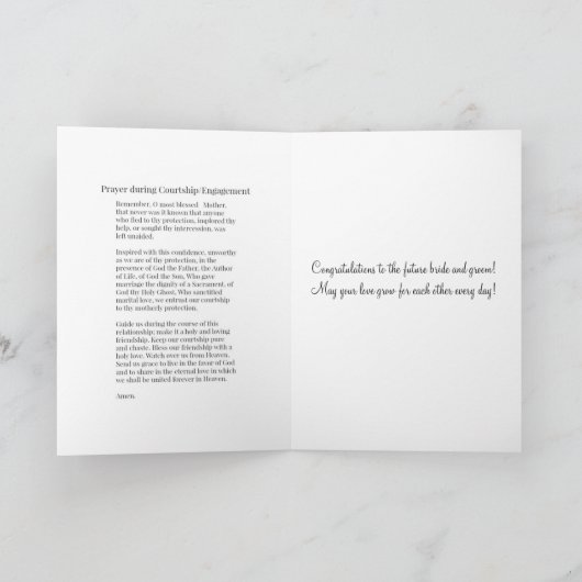 Katholische Verlobung Glückwunsch Karte mit Gebete (Innenseite)