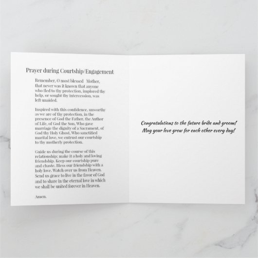 Katholische Verlobung Glückwunsch Karte mit Gebete (Innenseite)