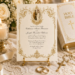 Katholische Verlobung von Maria und Josef Hochzeit Einladung
