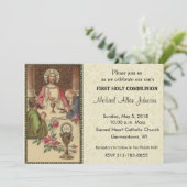 Katholische Vintage Erstkommunion Einladungen (Stehend Vorderseite)