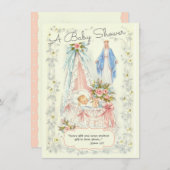 Katholische Vintage Kindermädchendusche Einladung (Vorne/Hinten)