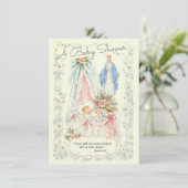 Katholische Vintage Kindermädchendusche Einladung (Stehend Vorderseite)