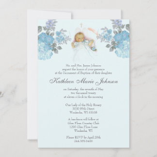 Katholische Vintage Taufe Christening Baby Boy Einladung