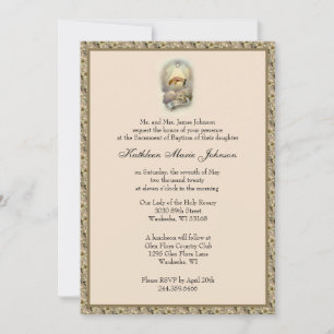 Katholische Vintage Taufe Christening Traditionell Einladung