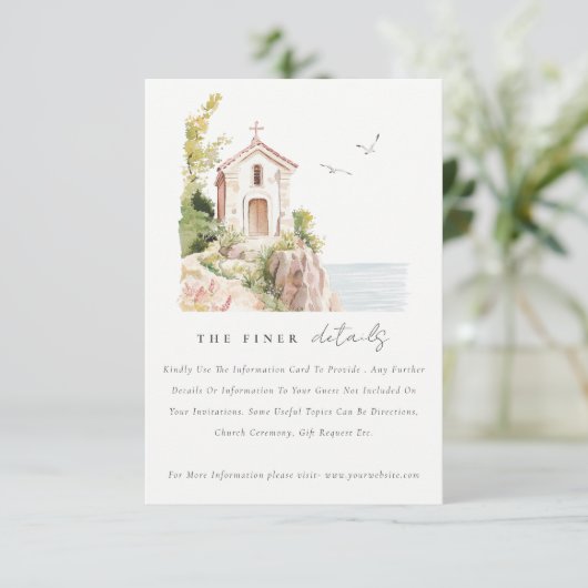 Katholische Wasserfarben Kirche Hochzeiten Details Begleitkarte (Stehend Vorderseite)