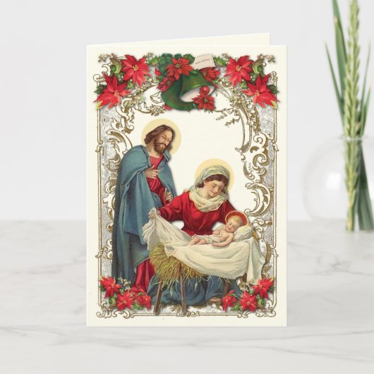 Katholische Weihnachten Jesus Mary Joseph Rosary Karte (Vorderseite)