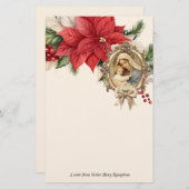 Katholische Weihnachten Mary Jesus Poinsettias Briefpapier (Vorne/Hinten)