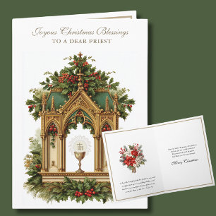 Katholische Weihnachts-Eucharistie-Poinsettie-Prie Feiertagskarte